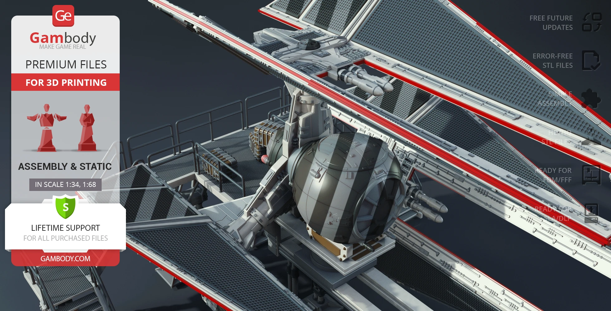 Detailed 3D model of the TIE Defender Elite Starfighter from Star Wars, ready for 3D printing.