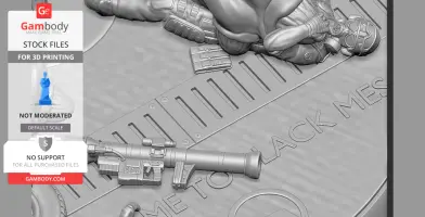 A detailed Half-Life-inspired diorama with a gas-masked figure, weapon, and engraved 'WELCOME TO BLACK MESA'.