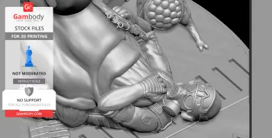 A detailed 3D model diorama featuring a soldier and creature inspired by Half-Life, designed for 3D printing.