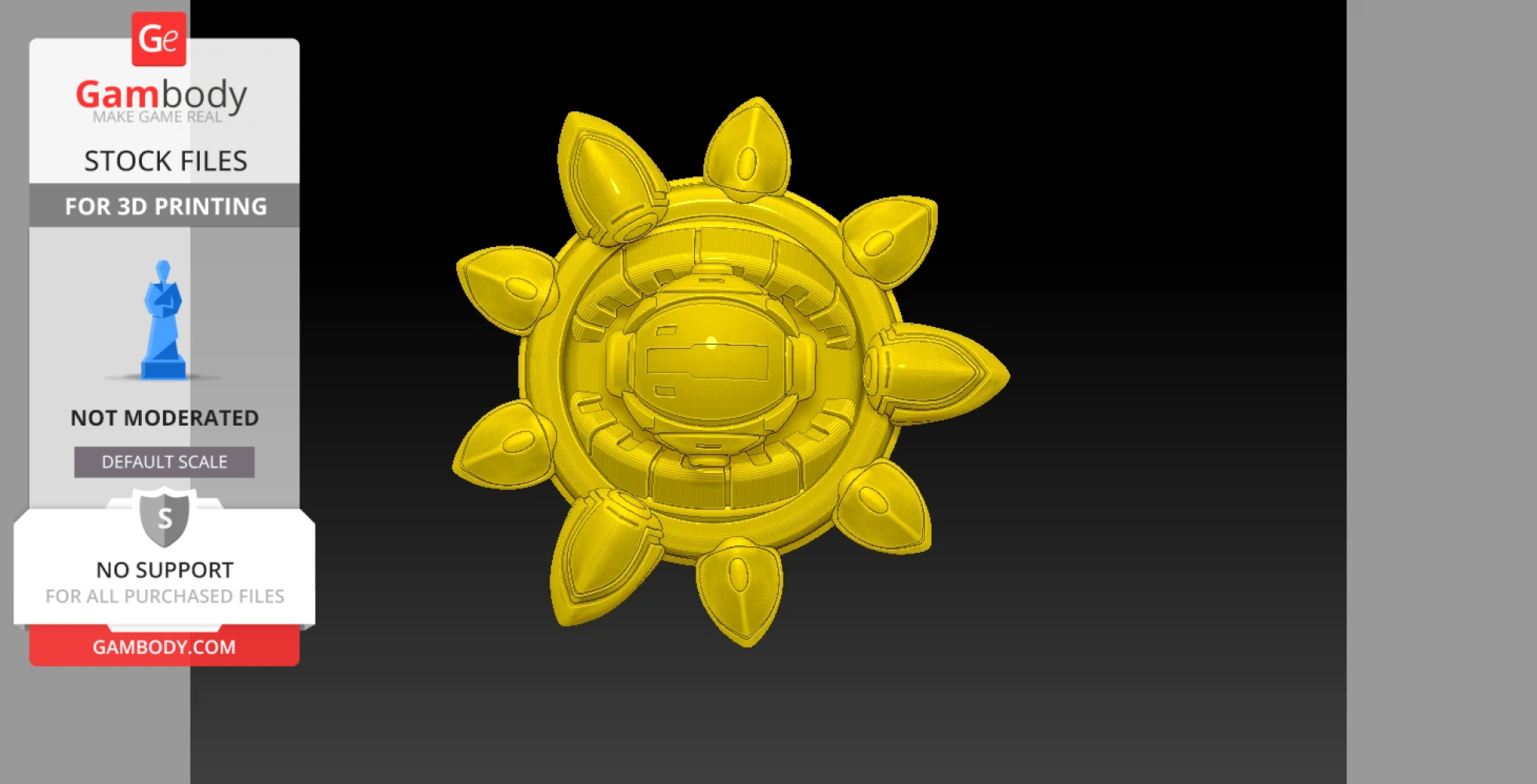 A detailed, circular model of a Protoss cannon from Starcraft 2, viewed from above, designed for 3D printing.