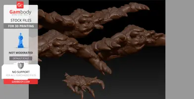 A group of intricate, alien-like creature models designed for 3D printing.