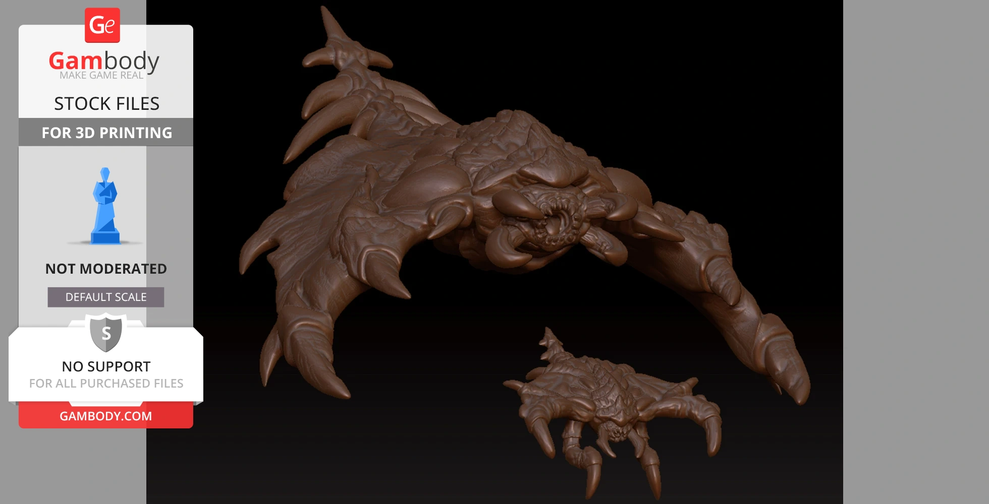 Alien creature models with sharp claws for 3D printing displayed on Gambody.