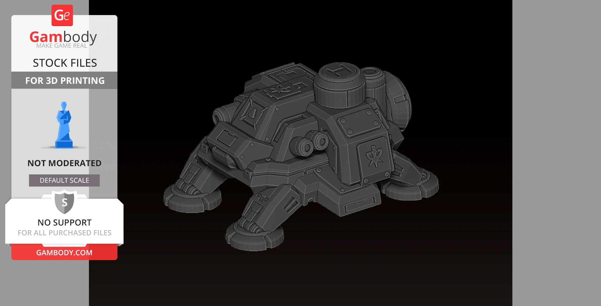 A 3D printable model of the SC2 Engineering Bay, featuring a mechanical structure with four legs.