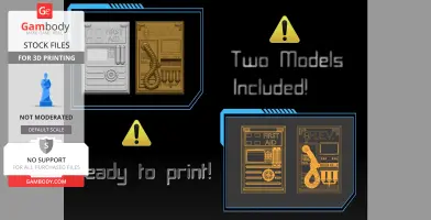 Two 3D printable models of HEV and health chargers with detailed interface designs are displayed.