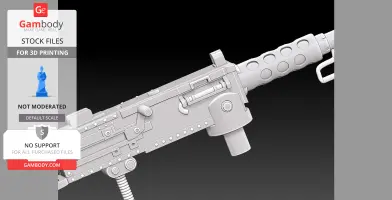 WW2-era M2 Browning HMG 3D model with visible details and attachment points for printing.