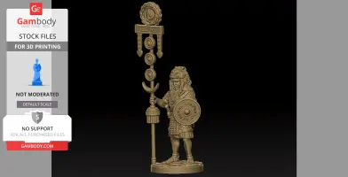 Roman Signifer miniature holding a staff, lion pelt on head, detailed shield and armor, for tabletop gaming.