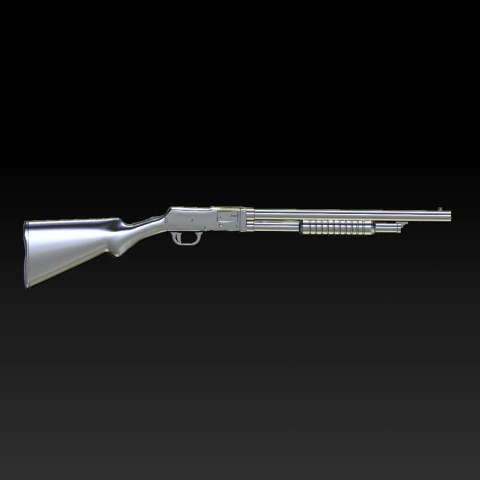 3D model of a Stevens 520 shotgun, showcasing detailed parts for 3D printing.