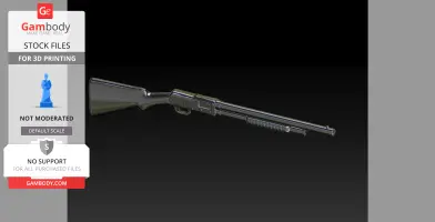 A 3D model of a Stevens 520 shotgun for printing, displayed in a side view on a dark background.