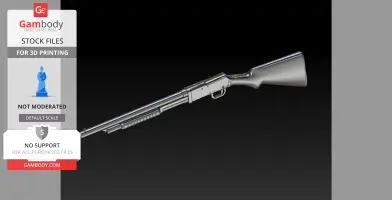 3D model of a Stevens 520 shotgun shown for 3D printing on a black background.