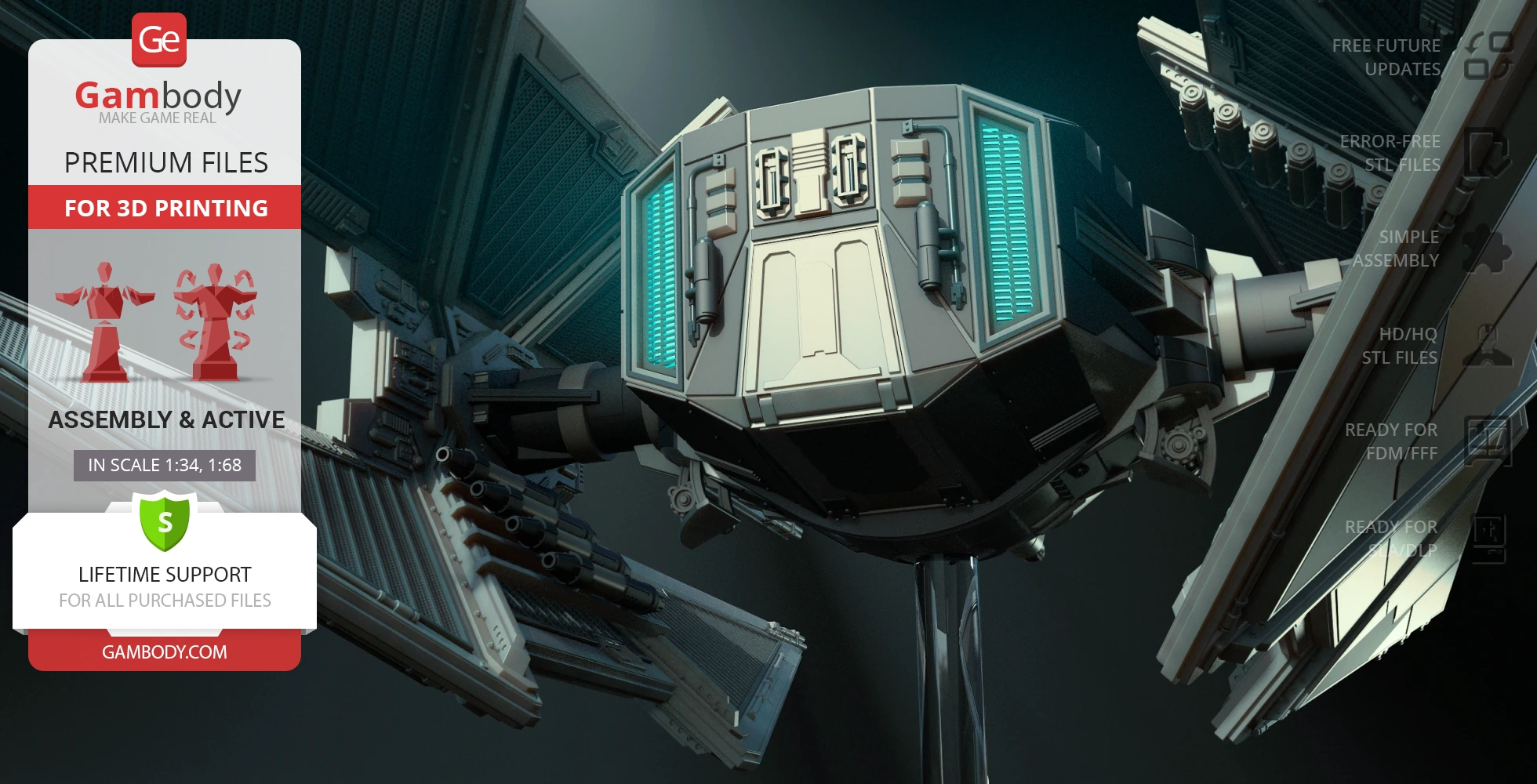 Detailed 3D model of a TIE Avenger spacecraft from Star Wars, designed for 3D printing.