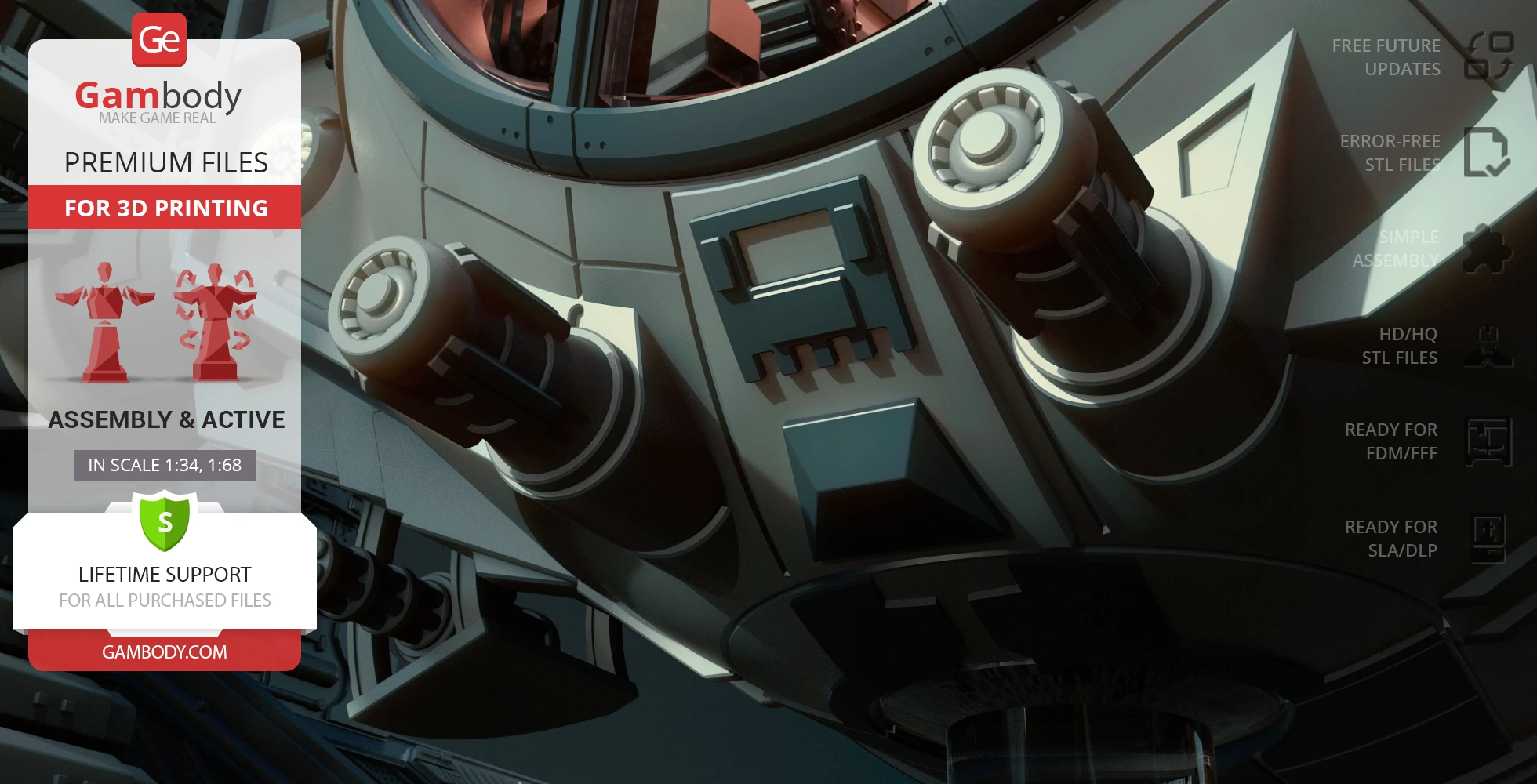 Close-up of TIE Avenger STL model, showing detailed front panel and weapon mounts.