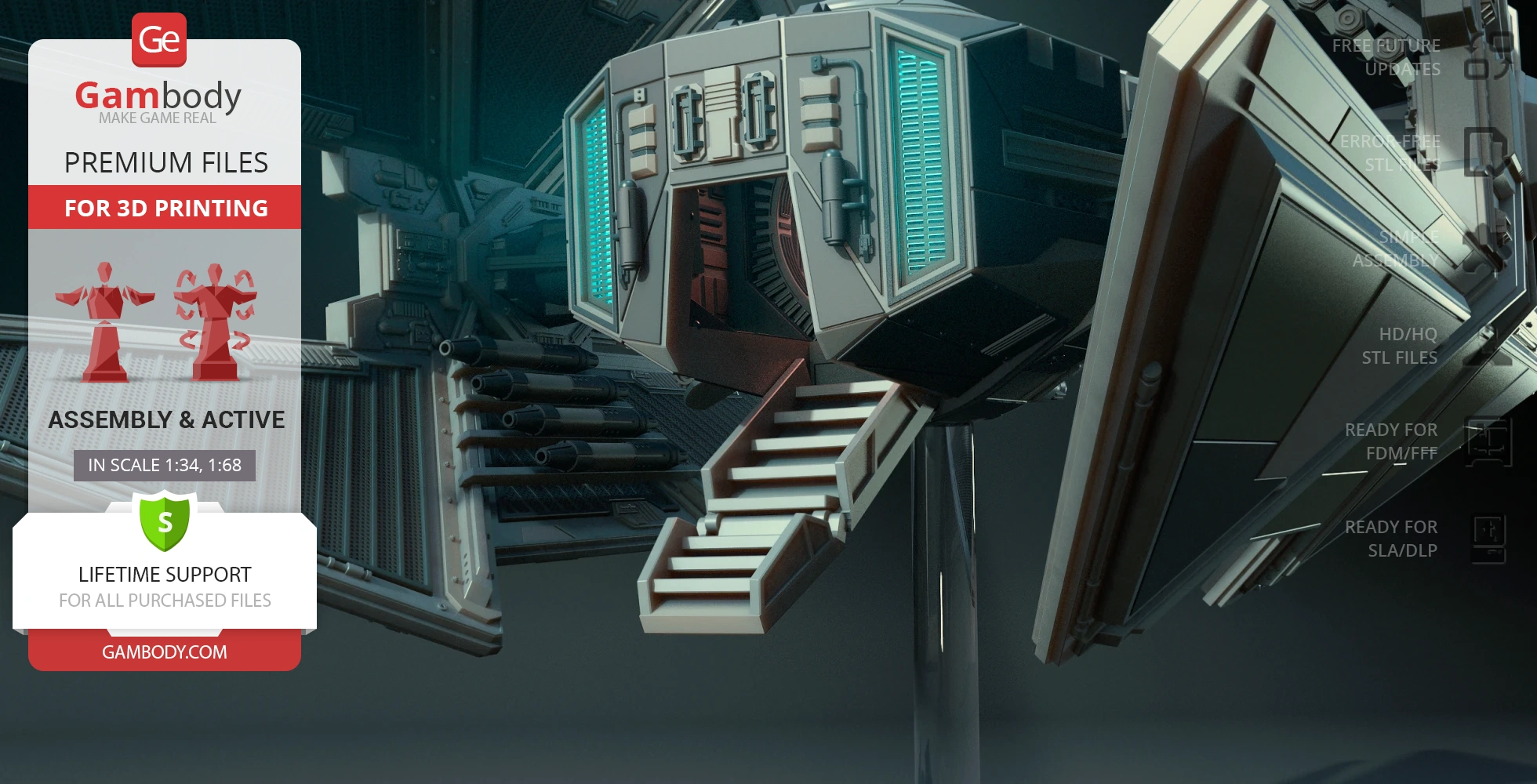 A detailed 3D model of a TIE Avenger with an open hatch and stairs for Star Wars-themed 3D printing.