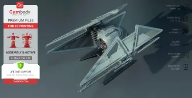 TIE Avenger 3D model from Star Wars, featuring angular wings and detailed cockpit, ready for printing.