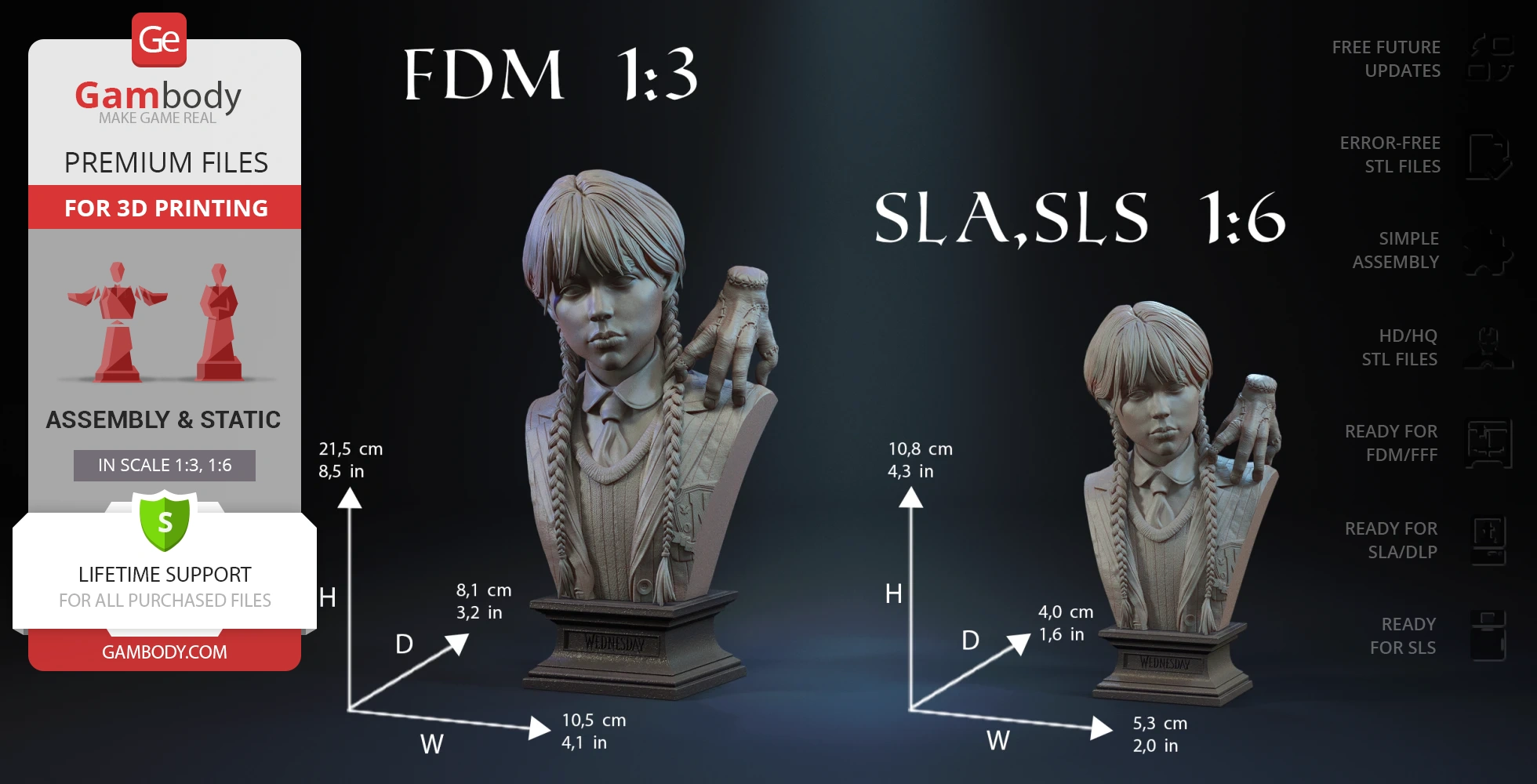 Bust of a girl with pigtails and a disembodied hand on her shoulder, designed for 3D printing.