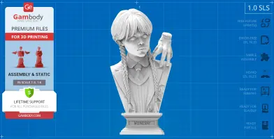 A detailed bust of a girl with braids and a disembodied hand on her shoulder.