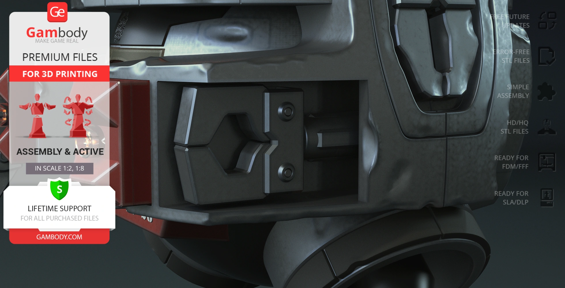 Close-up of Old B.O.B. robot model, showing detailed mechanical parts for 3D printing.