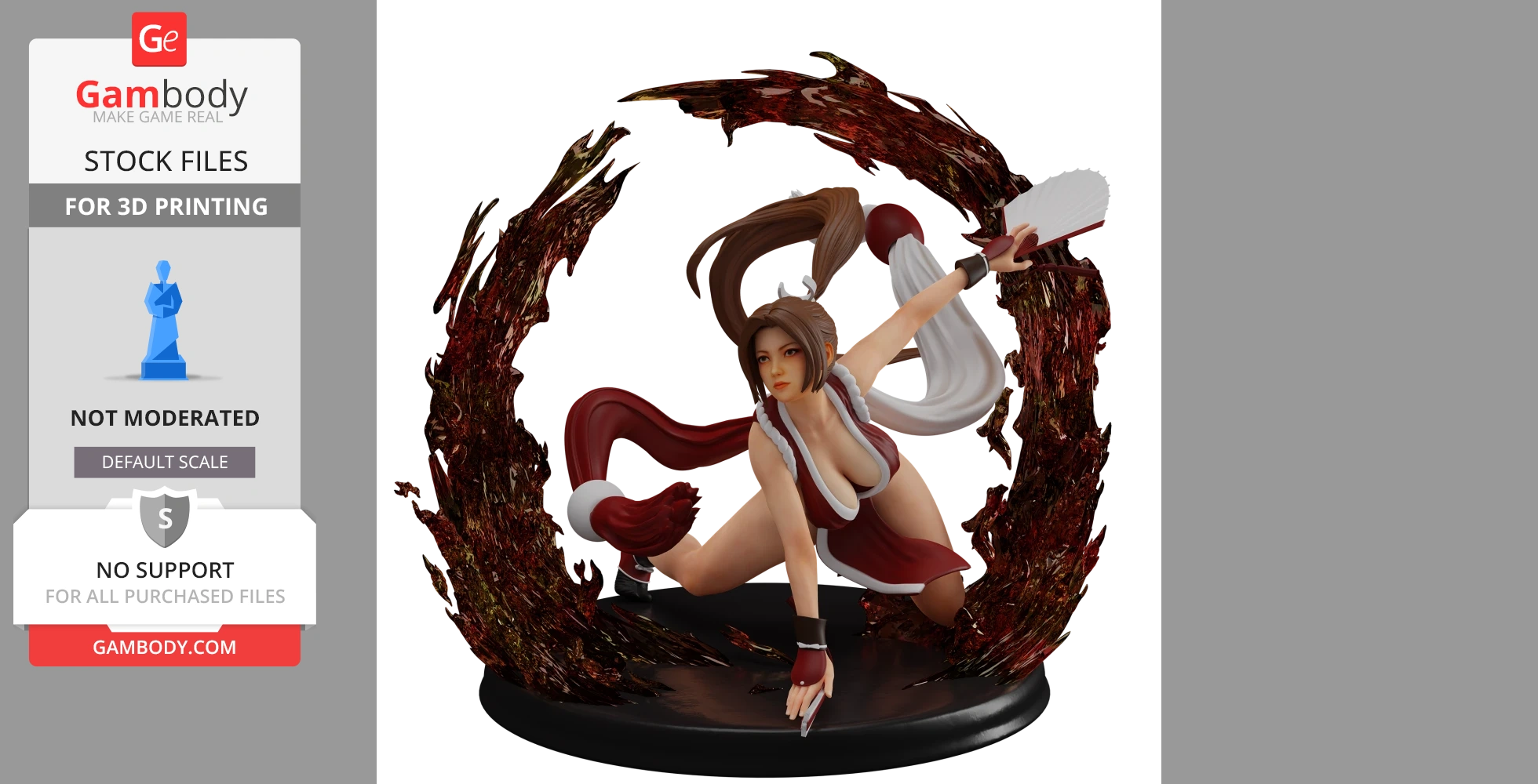 Dynamic 3D model of a female character in a red and white outfit, striking an action pose.