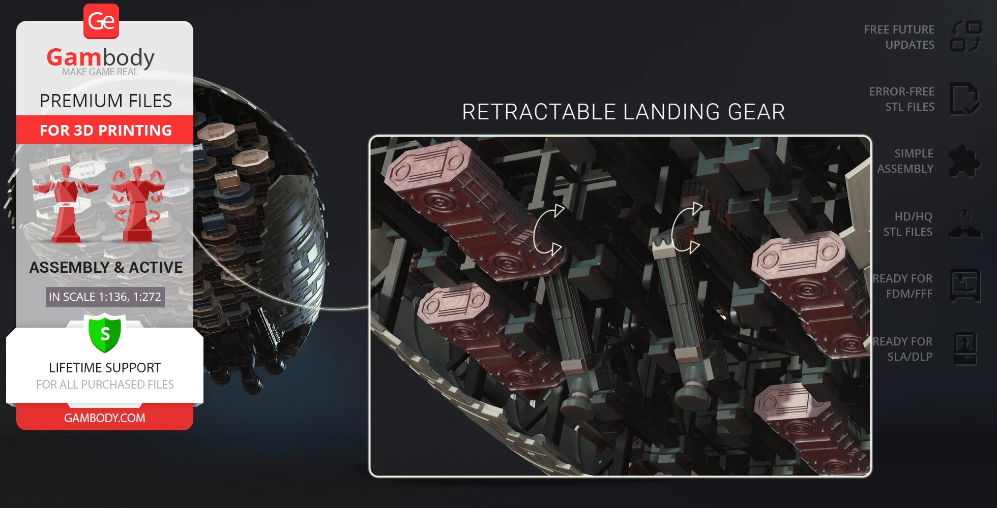 Detailed GR-75 Medium Transport 3D model with retractable landing gear. Premium STL files for printing.