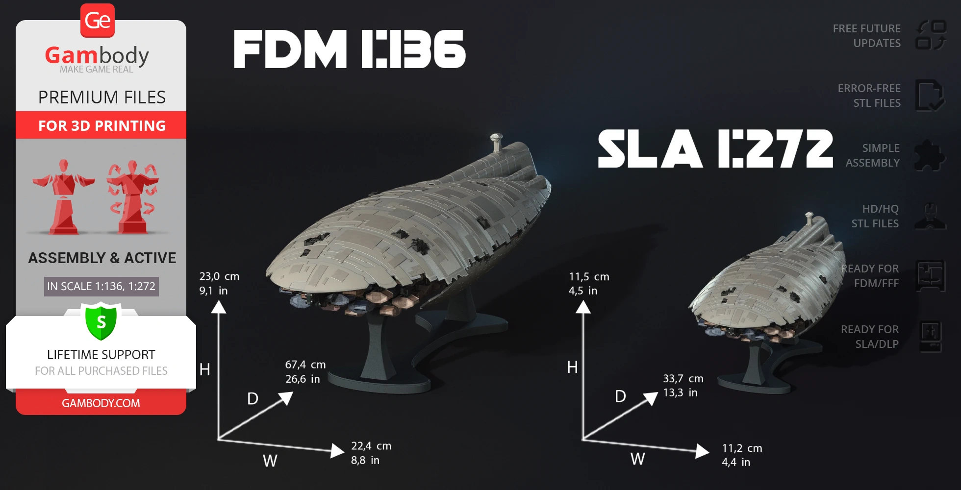 Two detailed 3D models of a GR-75 Medium Transport from Star Wars, shown in different scales.