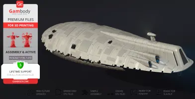 A 3D model of the GR-75 Medium Transport from Star Wars, displayed for 3D printing on Gambody.