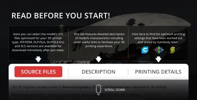 3D printing instructions for GR-75 Medium Transport model from Star Wars, with tabs for files, description, and details.