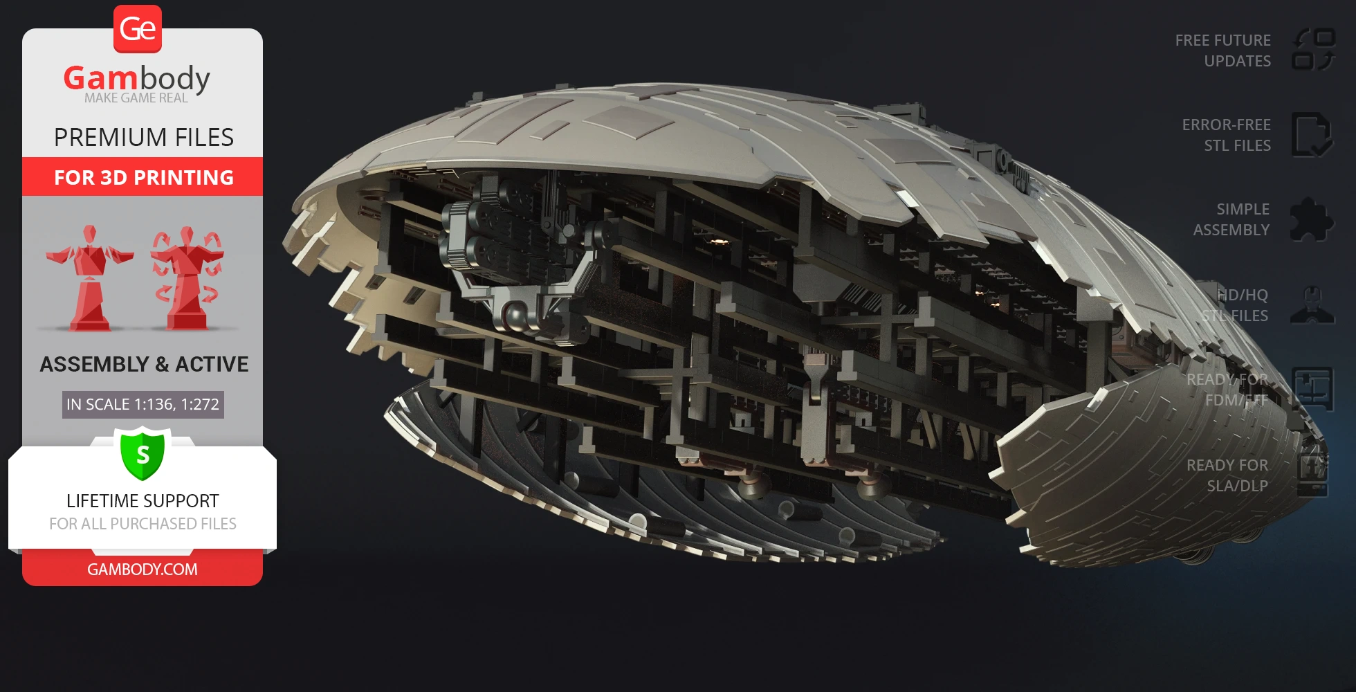 Detailed 3D model of GR-75 Medium Transport from Star Wars, showcasing internal structure for printing.