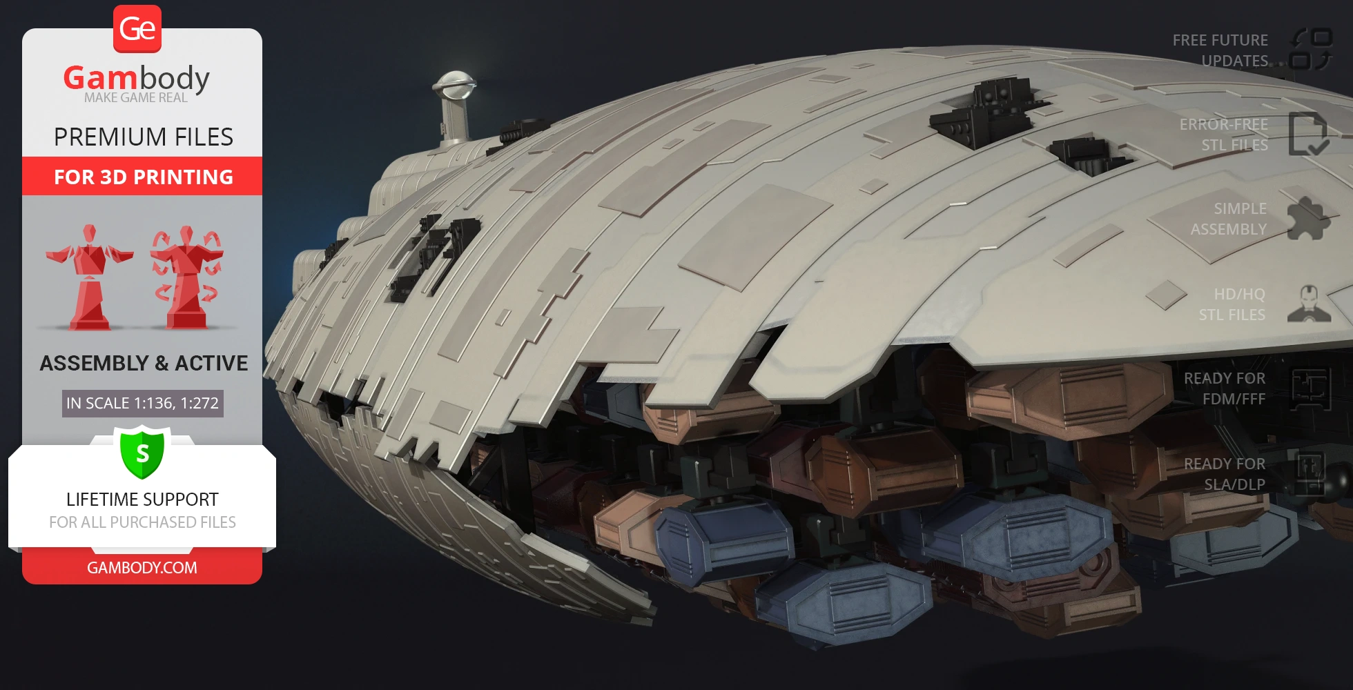 Detailed 3D model of a GR-75 Medium Transport from Star Wars, showcasing intricate hull and cargo details.