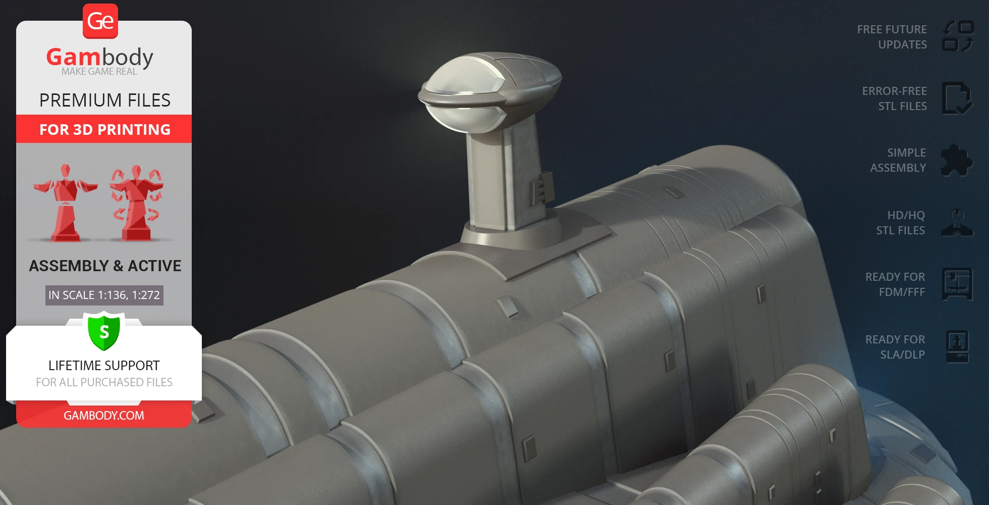 Detailed 3D model of GR-75 Medium Transport from Star Wars for 3D printing, shown in close-up.