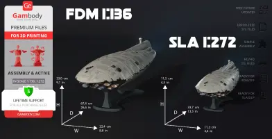 Two detailed 3D models of a GR-75 Medium Transport from Star Wars, shown in different scales.