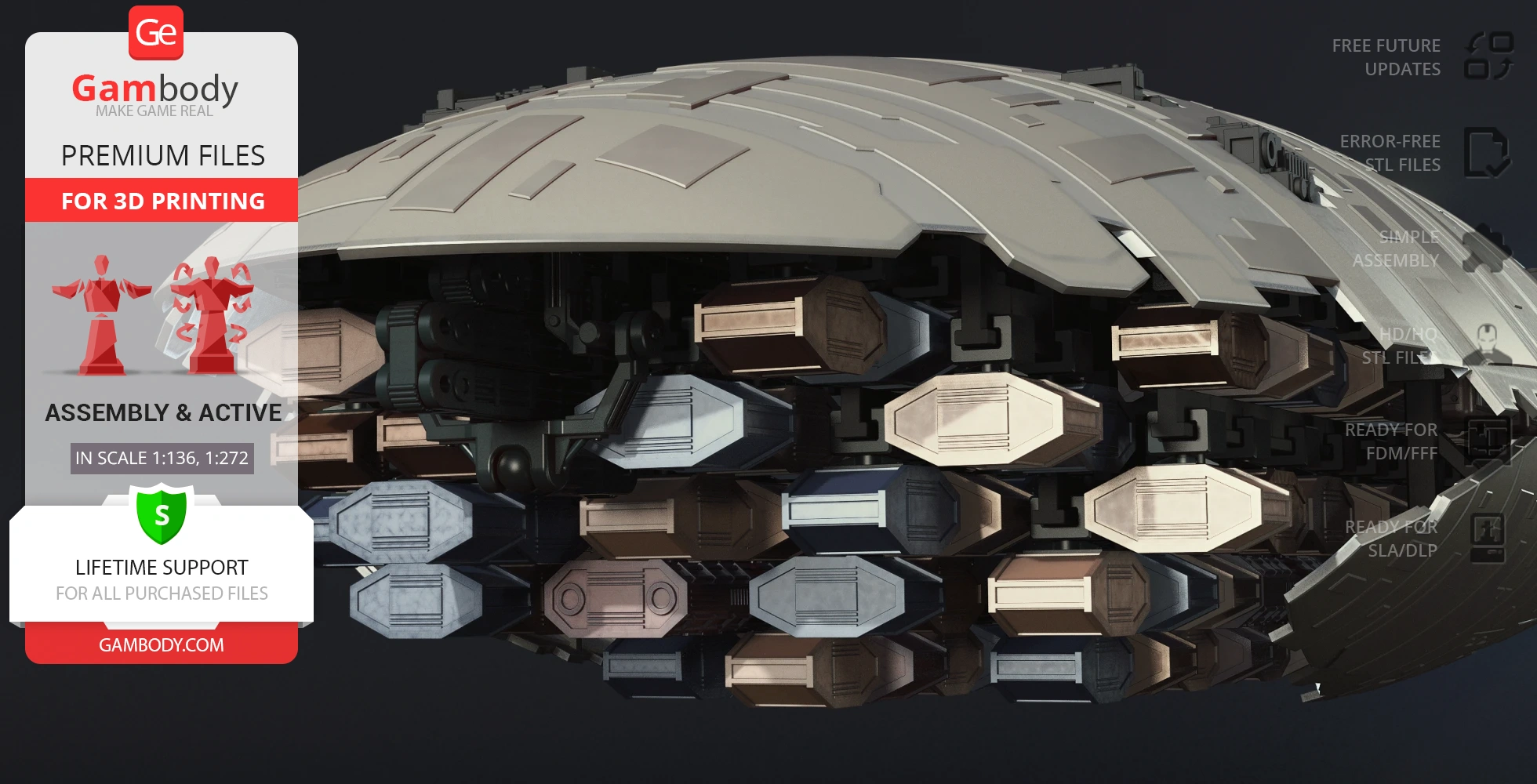 Close-up of a detailed 3D model of the GR-75 Medium Transport from Star Wars for 3D printing.