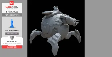 3D model of a spherical mech with a small pilot on top, inspired by Wrecking Ball from Overwatch.