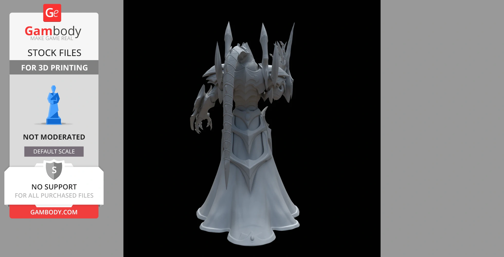 A detailed 3D model of Alarak from StarCraft II, featuring intricate armor and spikes.