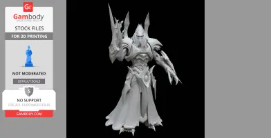 Ornate armored figure with sharp, angular features and an imposing stance. Suitable for 3D printing.