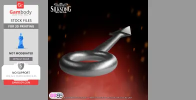 A detailed 3D model of Hornet's Needle from Silksong, featuring a ring grip and pointed tip.
