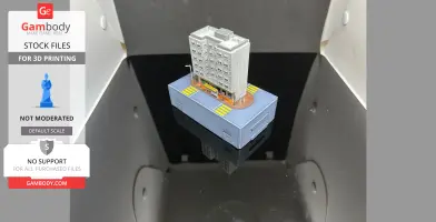 Miniature 3D model of a Hong Kong-style building on a detailed street base.