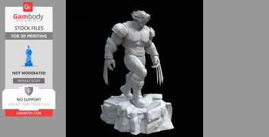 Dynamic 3D model of a muscular character with claws, stepping on rocky terrain.