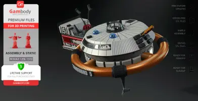 A detailed 3D model of Thunderbird 5 space station, ready for 3D printing, with assembly details.