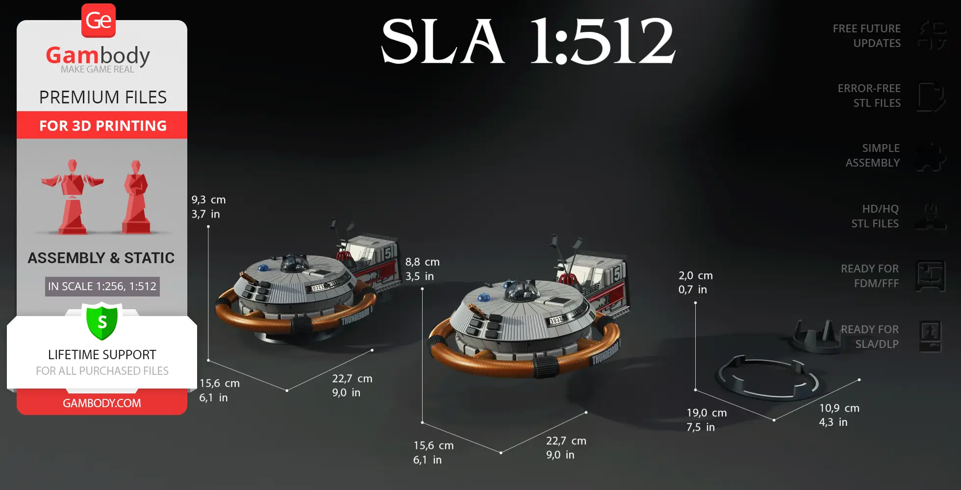 Futuristic spacecraft model with round body, antennas, and detailed textures for 3D printing.