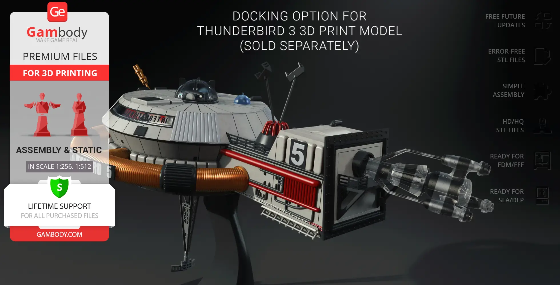 Space station model 'Thunderbird 5' for 3D printing; detailed and modular design.