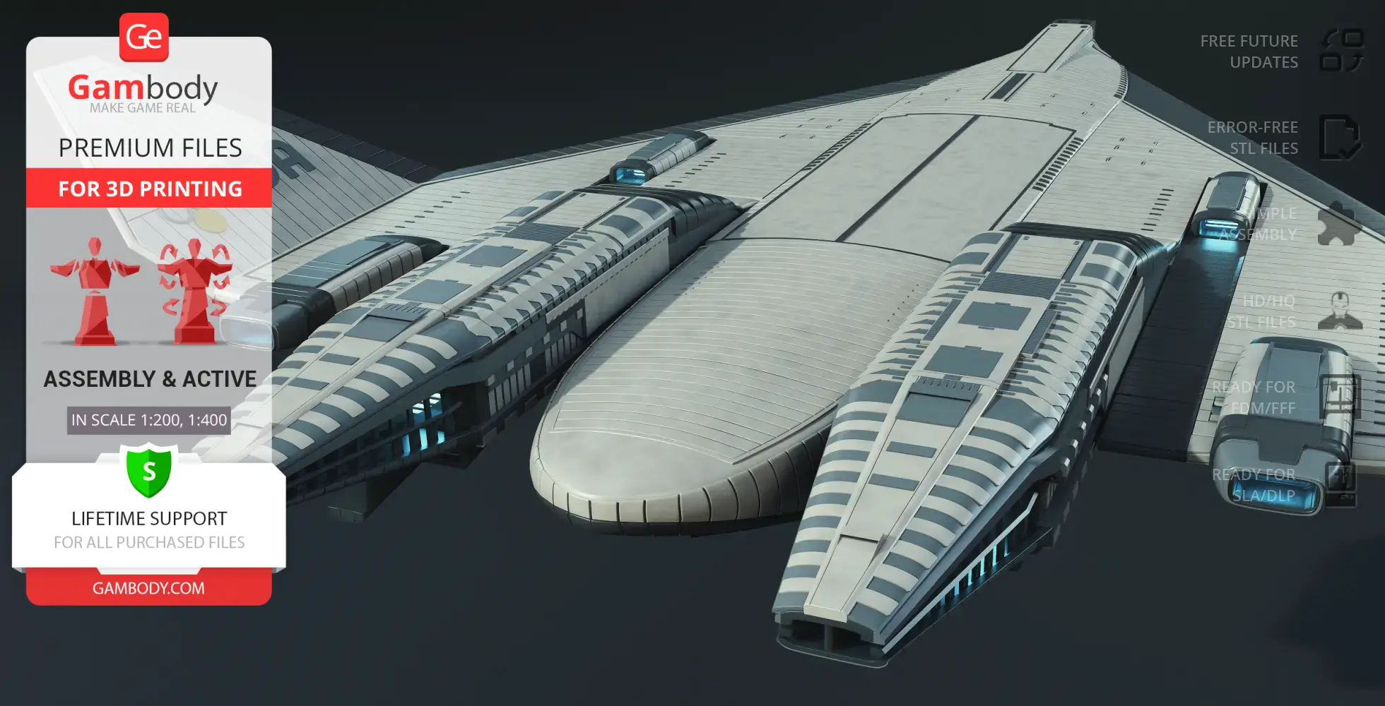 Futuristic TAV-37 Valkyrie Shuttle 3D model with detailed surface panels and engines.