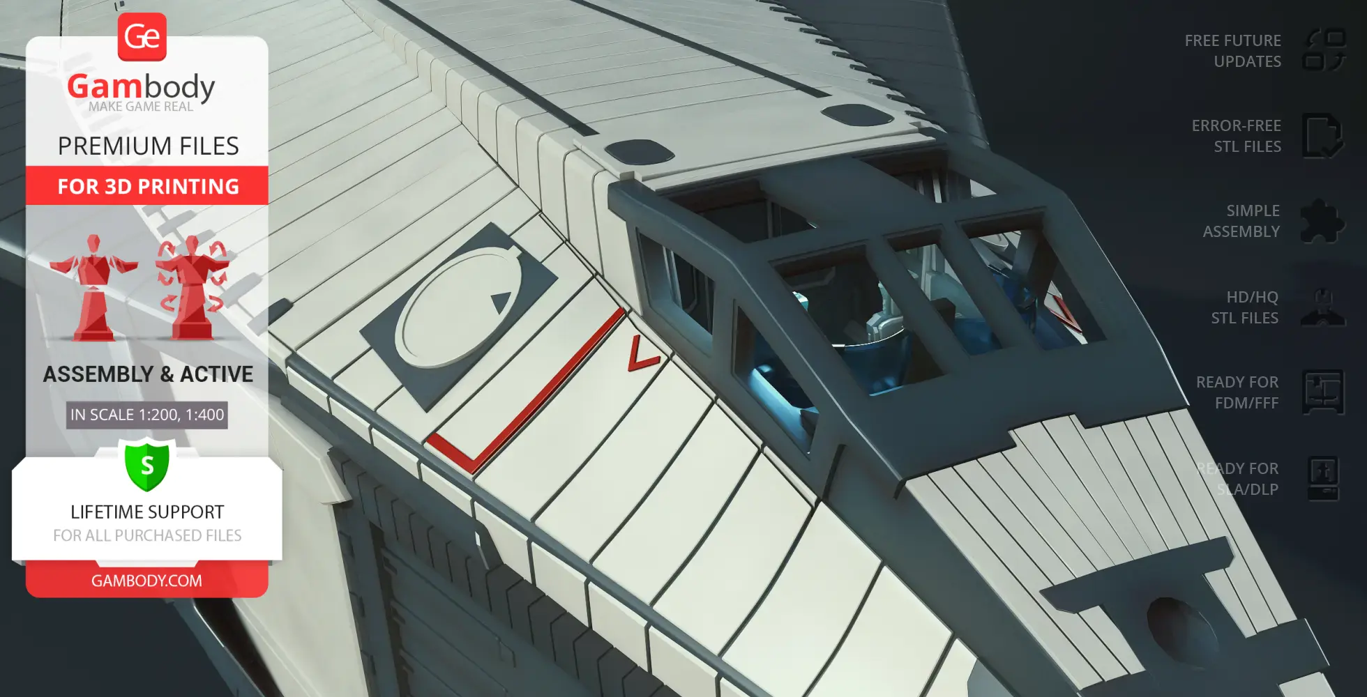 TAV-37 Valkyrie Shuttle model for 3D printing, showcasing a detailed cockpit and exterior design.