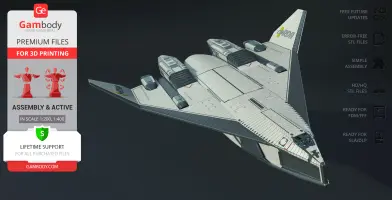 Futuristic Valkyrie Shuttle 3D model with sleek design and intricate engine details, ready for printing.