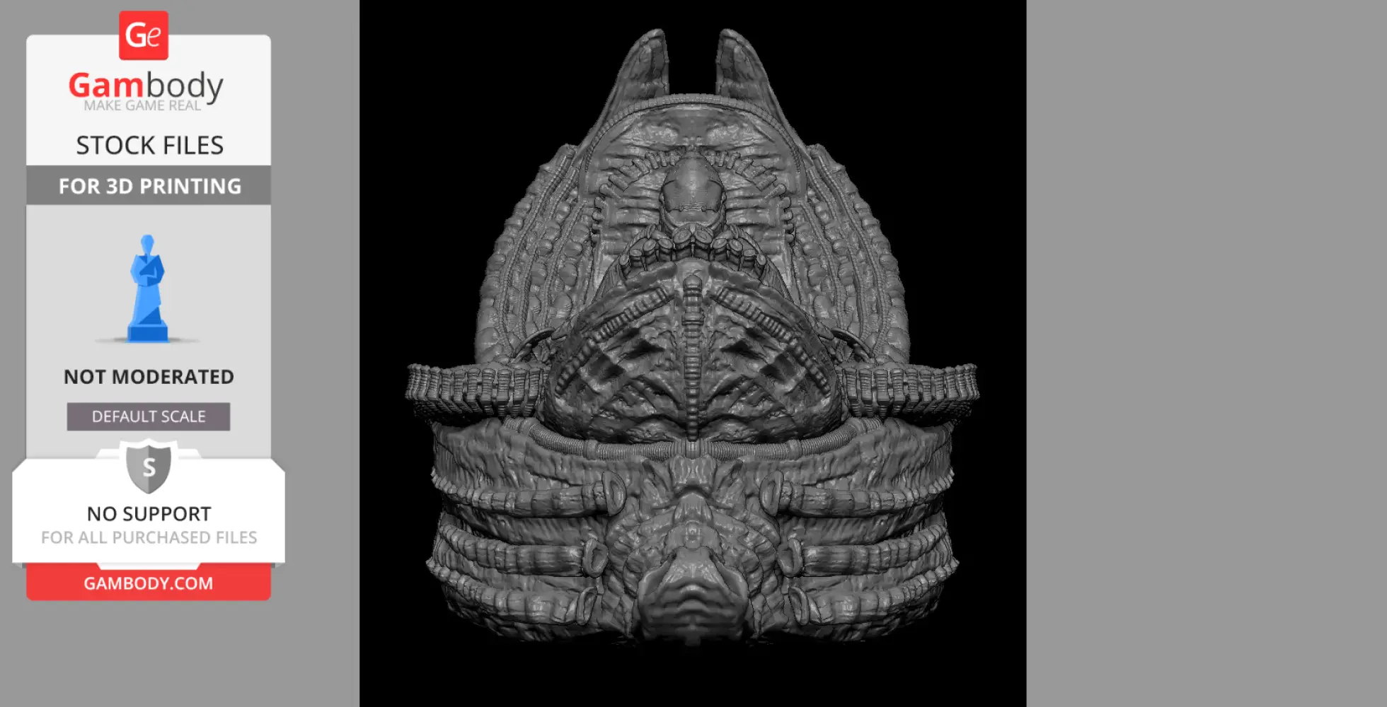 Intricate biomechanical pilot cabin model, inspired by Giger's alien designs, ready for 3D printing.