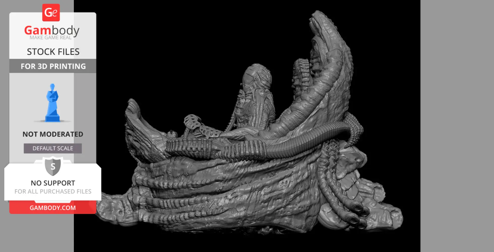 Intricate alien pilot seat with organic design and biomechanical details, inspired by H.R. Giger.