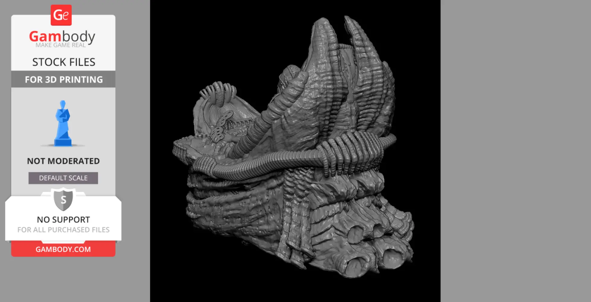 Organic, biomechanical pilot cabin design with ridges and cables, inspired by Alien and Prometheus.