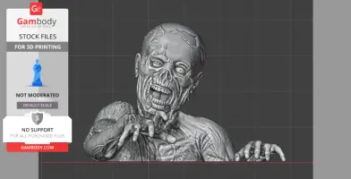 Creepy life-size crawling zombie 3D model with detailed skeletal features and outstretched arms.