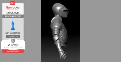 Medieval-style armor 3D model for cosplaying, featuring detailed engravings and articulated joints.