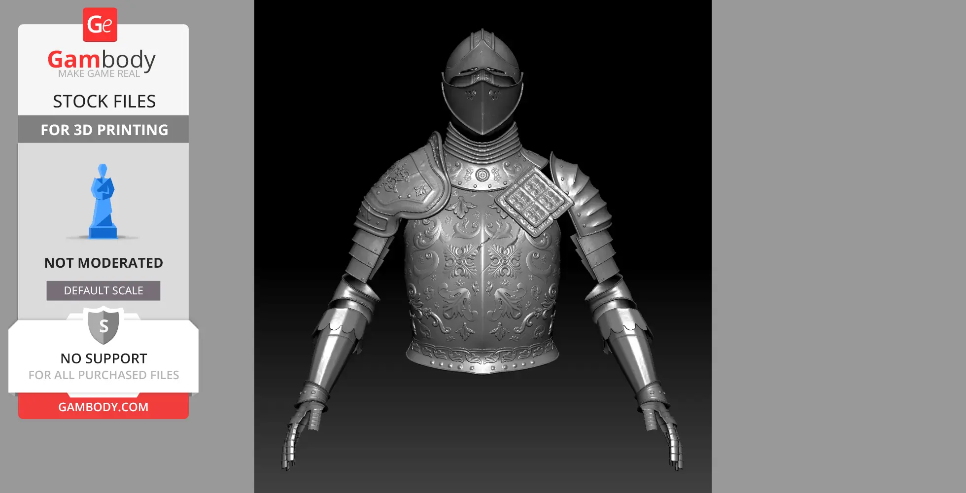 Intricately detailed knight armor STL files for 3D printing, inspired by Elden Ring/Dark Souls.