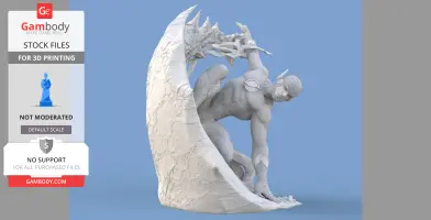Dynamic 3D model of a superhero in motion, with a textured suit and lightning effects, ready for 3D printing.