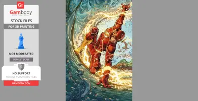 The Flash running with electric speed through water, surrounded by dynamic energy and motion.